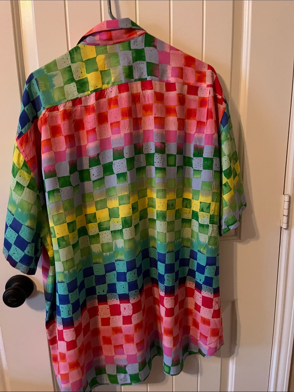 Jams World Vibrant Multicolor Checkerboard Short-Sleeve Button-Down Shirt - Picture 4 of 4